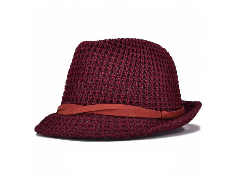 WOVEN PAPER STRAW HAT with pu leather belt