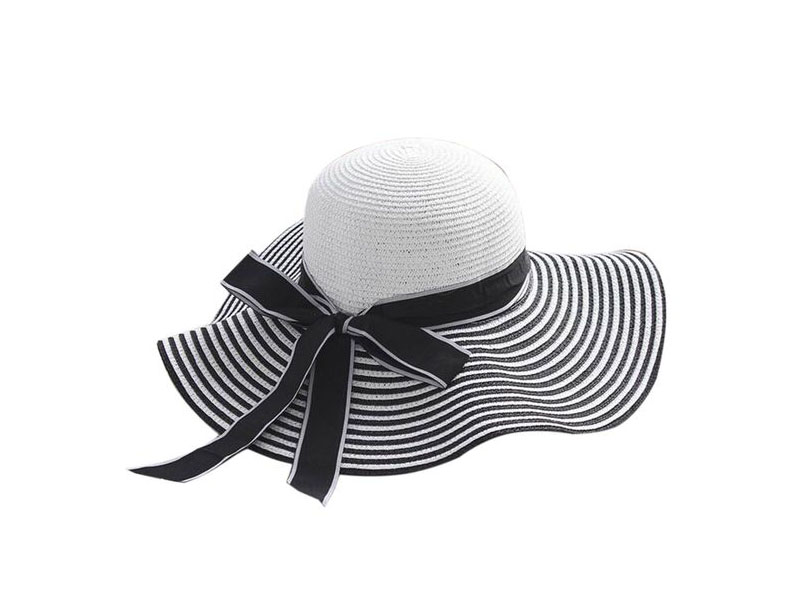 2-tone Straw Hat with ribbon