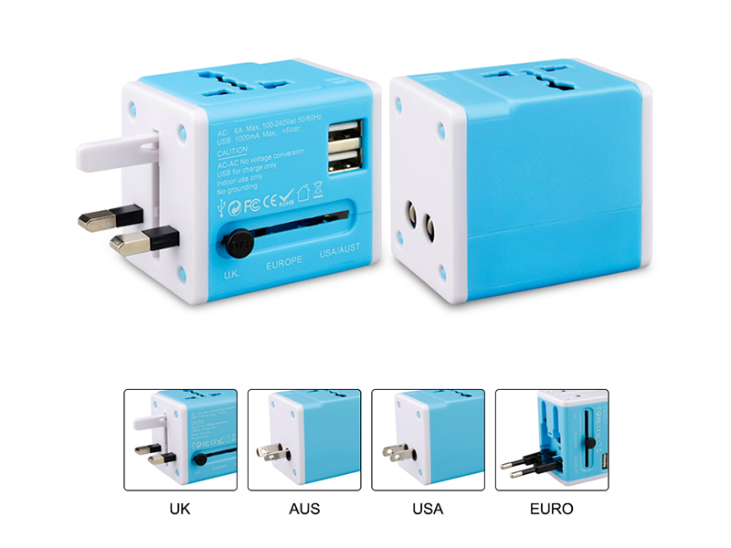 universal travel adapter 2 USB