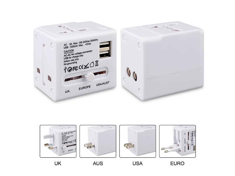 universal travel adapter 2 USB