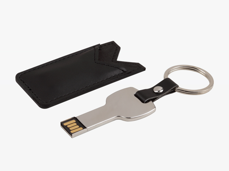 key usb with leather pouch