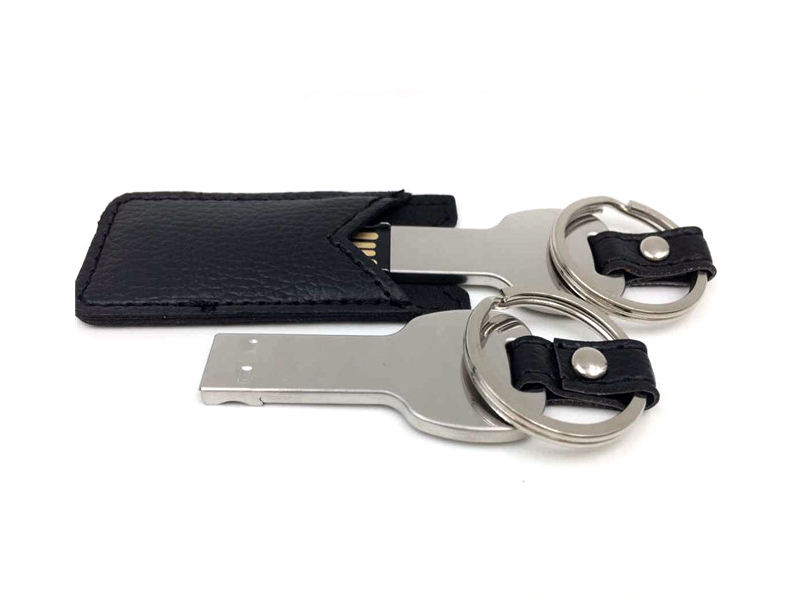 key usb with leather pouch