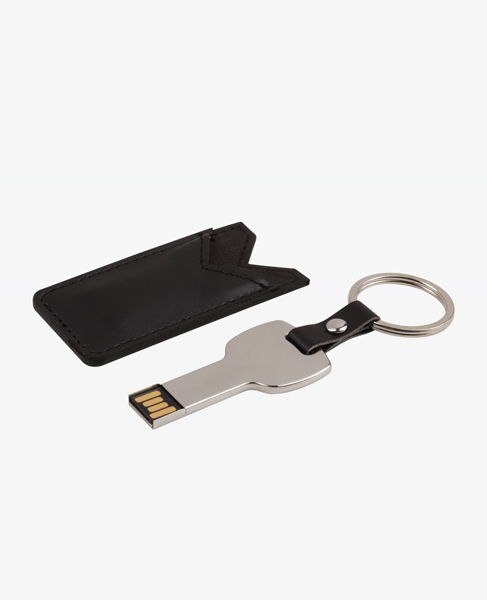 key usb with leather pouch