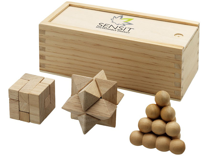 BRAINIAC 3 PIECE WOODEN BRAINTEASERS