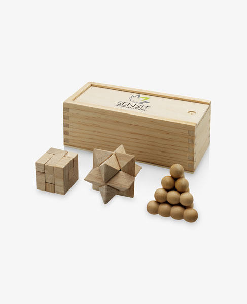 BRAINIAC 3 PIECE WOODEN BRAINTEASERS