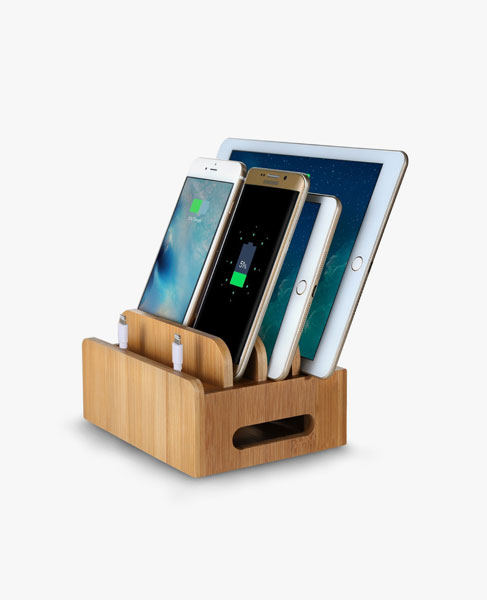 Bamboo Universal Multi Device Cord Organizer Stand